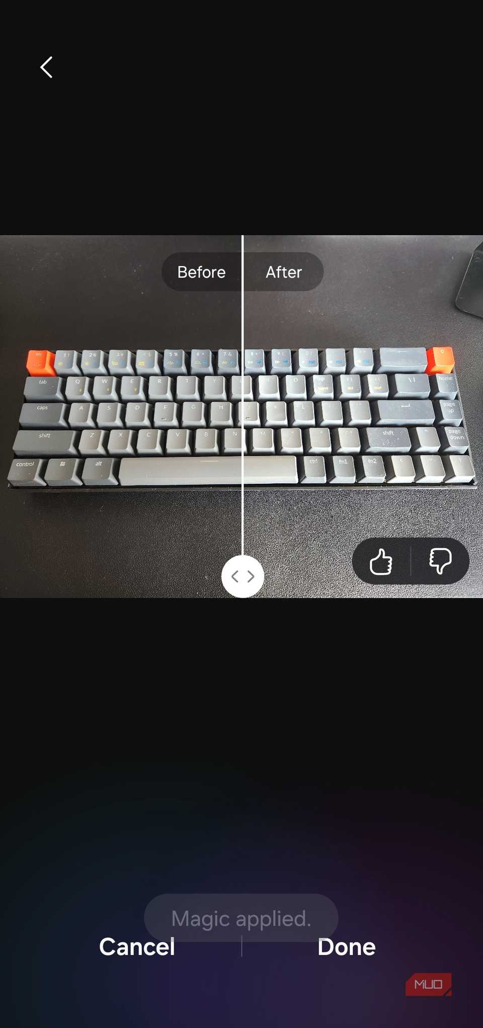 Editing photo in Galaxy Enhance X app on Galaxy phone