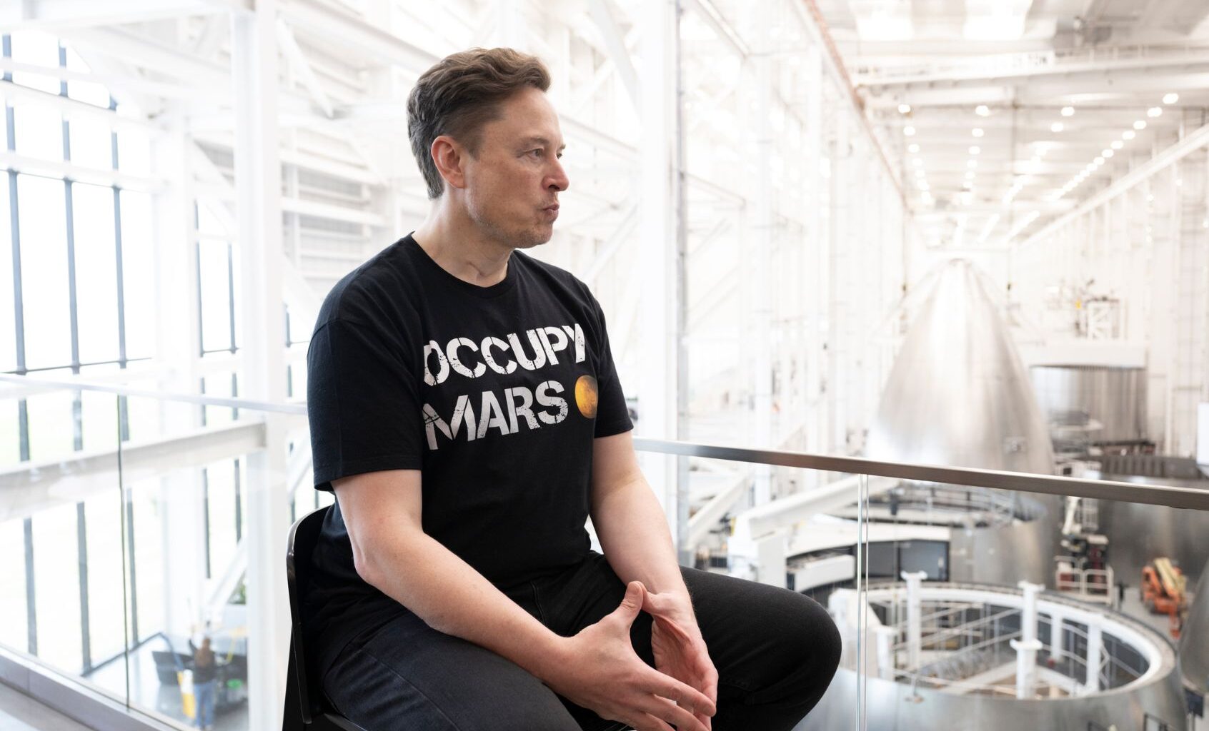 Elon Musk is photographed at Space X in Brownsville, Texas on May 27, 2025. (Marvin Joseph/The Washington Post via Getty Images)