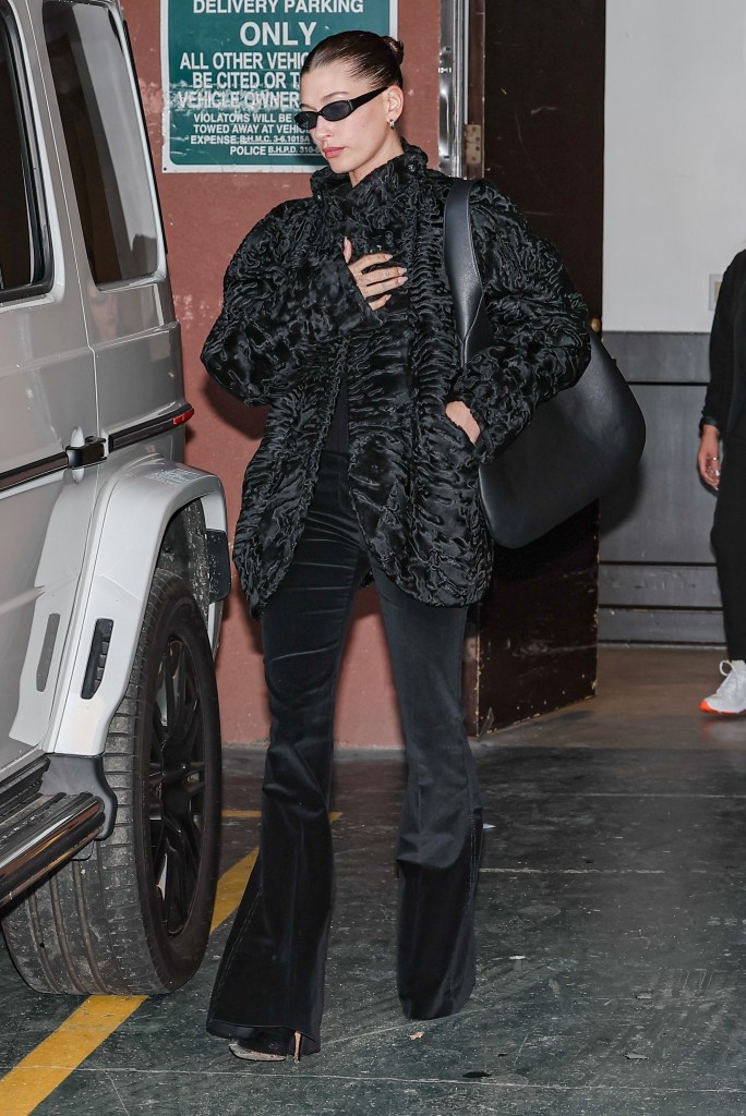 Hailey Bieber is spotted heading out of Anastasia Spa after a self-care day in Beverly Hills, Calif.