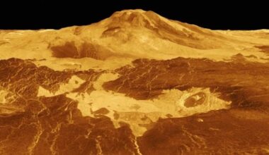 Computer-generated 3D model of the summit of Maat Mons on Venus. (Credit: NASA/JPL-Caltech)
