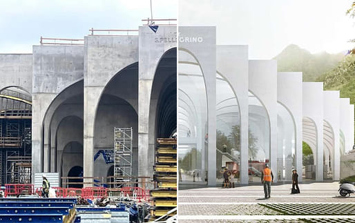 Rendering (right) vs reality (left). Images courtesy Bjarke Ingels and S.Pellegrino, illustration: Archinect