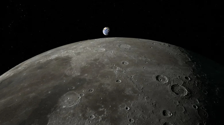 Earth viewed from the surface of the moon