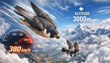 The peregrine falcon, considered the fastest animal in the world, reaches speeds of over 380 km/h in dives and has hunted at altitudes of almost 3 meters.