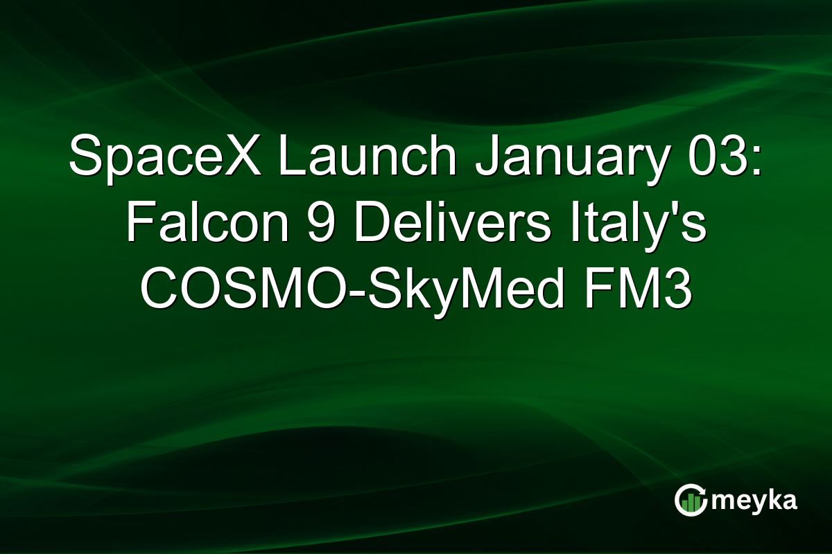 SpaceX Launch January 03: Falcon 9 Delivers Italy's COSMO-SkyMed FM3