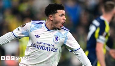 Fenerbahce 0-1 Aston Villa: Jadon Sancho goal helps Villa reach Europa League last 16