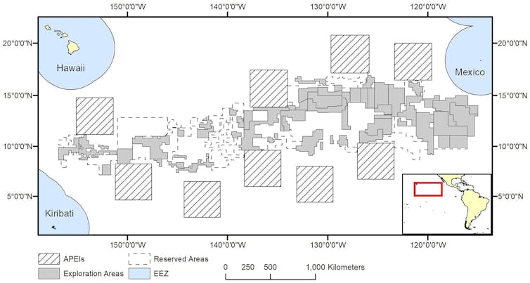A map shows one area where companies are interested in mining.
