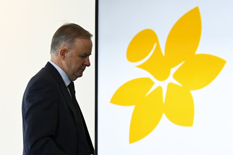 Australian Prime Minister Anthony Albanese speaks during a Cancer Council morning tea event at Parliament House in Canberra