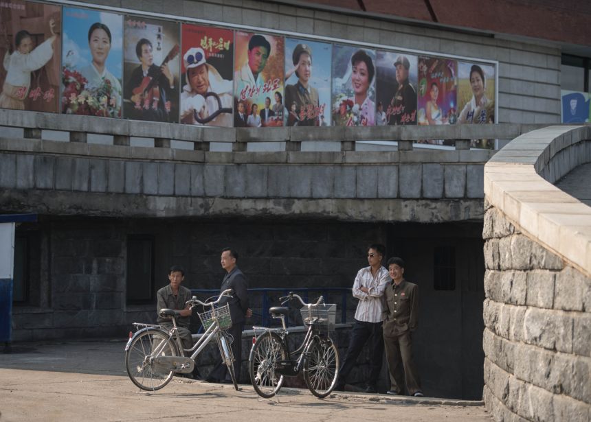 Film posters at the Pyongyang International Cinema during the 15th Pyongyang film festival in the capital of North Korea on September 23, 2016.