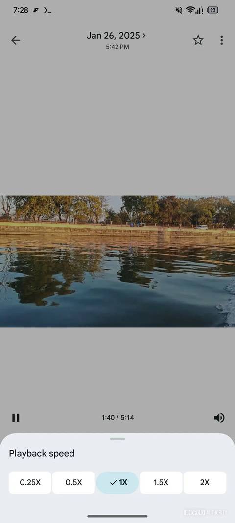 Screenshot showing Google Photos Playback speed option