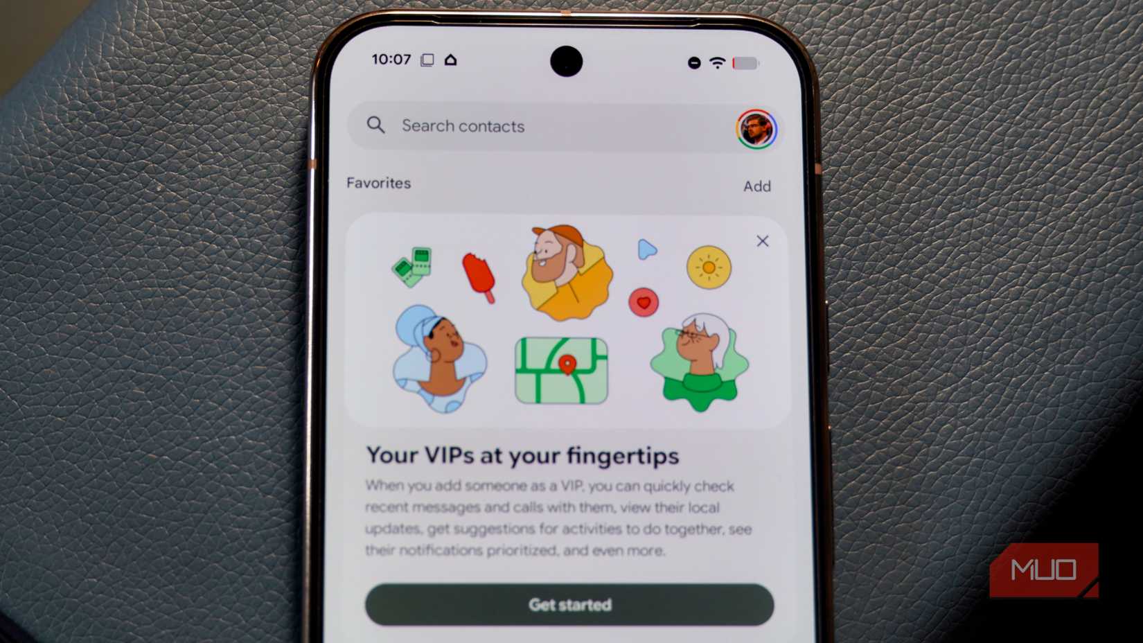 The Google Pixel VIP option in the Contacts app.