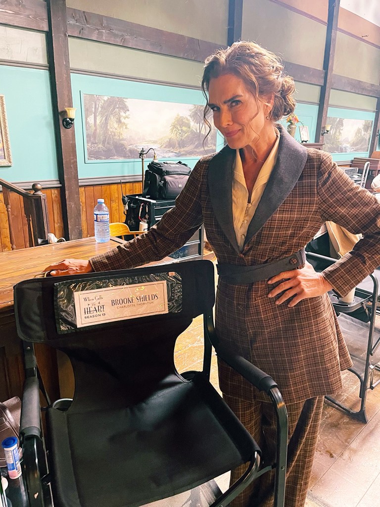 Brooke Shields shares a behind the scenes snap from her return to Hallmark's "When Calls the Heart".