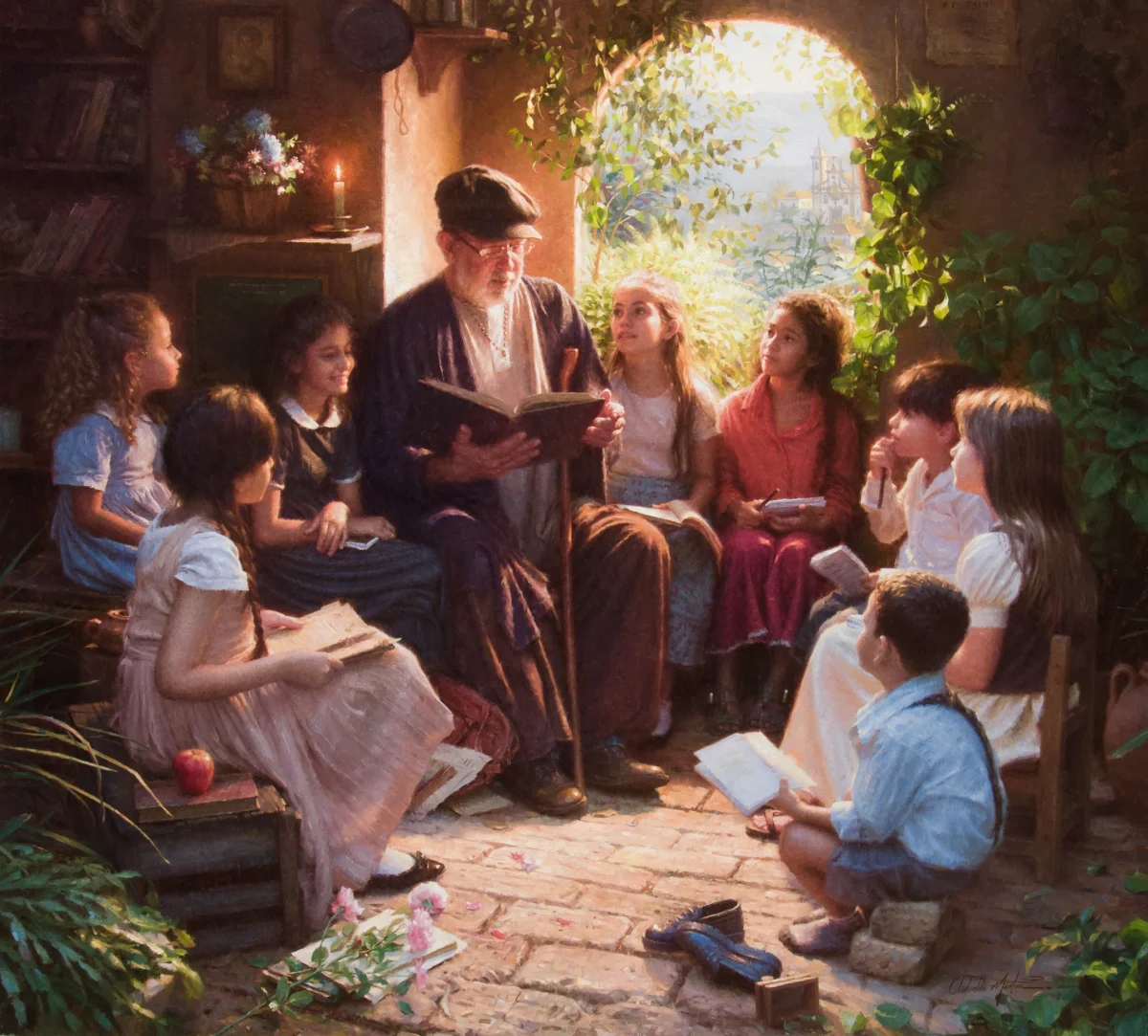 “Tales of Wisdom,” 2025, by Clodoaldo Martins. Oil on canvas; 38 inches by 42 inches. (Courtesy of NTD International Figure Painting Competition)