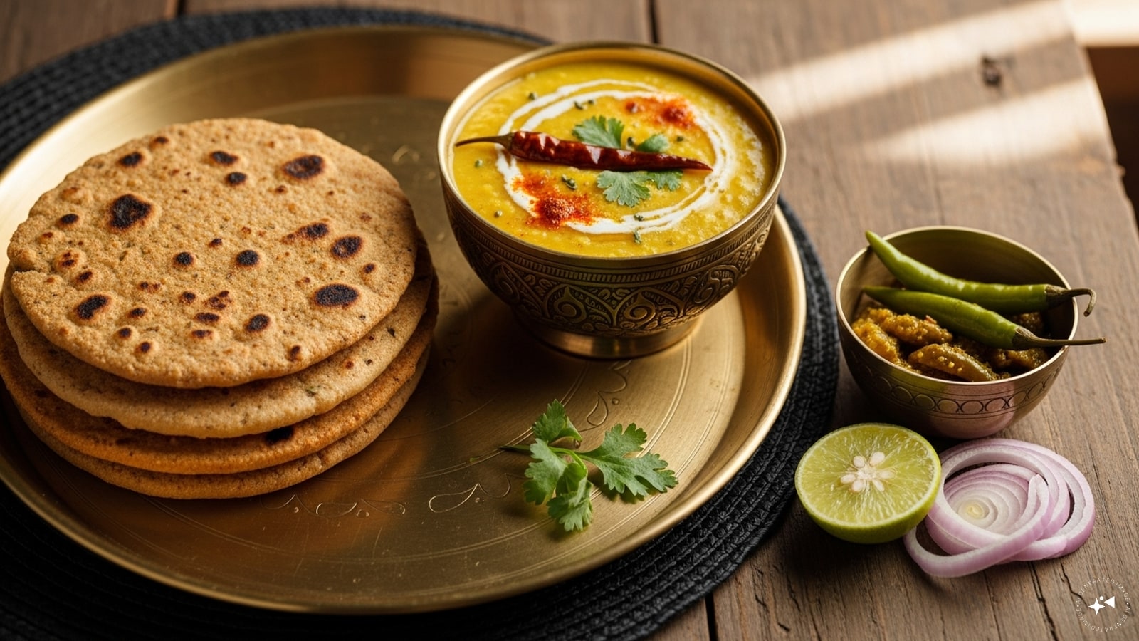 Bhakri Dal: Bhakri Dal is a staple of the Gujarat’s traditional platter. This wholesome and flavourful combination pairs a flatbread made from jowar or bajra flour with dal, creating a meal rich in protein, iron, and authentic taste. Bhakri Dal: Bhakri Dal is a staple of the Gujarat’s traditional platter. This wholesome and flavourful combination pairs a flatbread made from jowar or bajra flour with dal, creating a meal rich in protein, iron, and authentic taste.