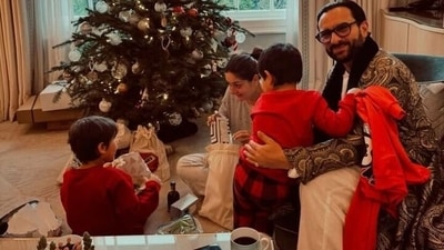 Kareena Kapoor and Saif Ali Khan with kids.