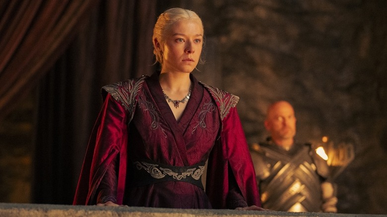Rhaenyra Targaryen looks over a balcony in House of the Dragon Season 2