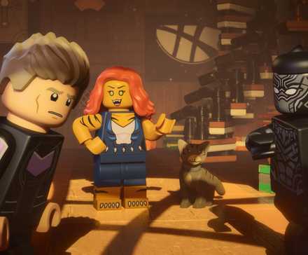 Hawkeye, Tigra, and Black Panther in LEGO Marvel Avengers: Strange Tails