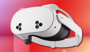 meta quest 3s against CNET's pink and orange commerce background.