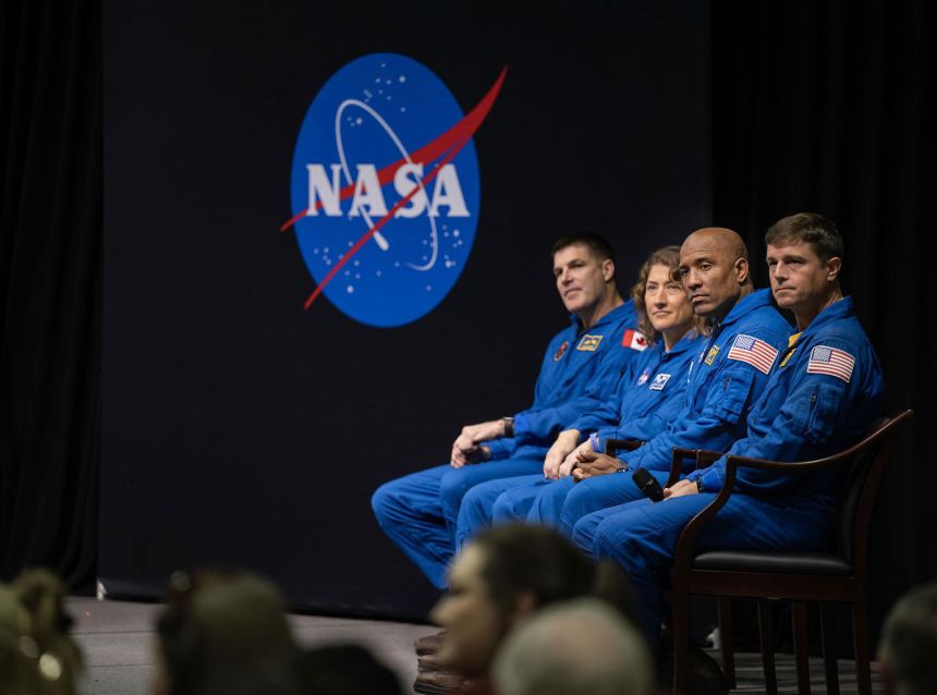 The Artemis II crew: Canadian Space Agency's Jeremy Hansen and NASA's Christina Koch, Victor Glover and Reid Wiseman, seen in November 2023.