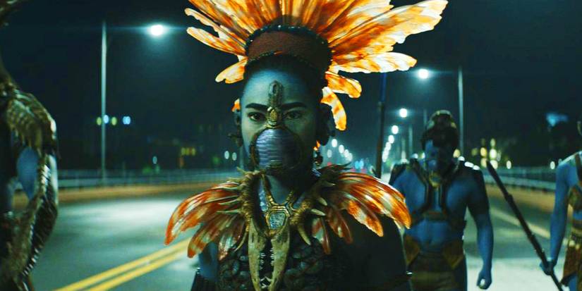 Namora attacking Okoye in Black Panther Wakanda Forever