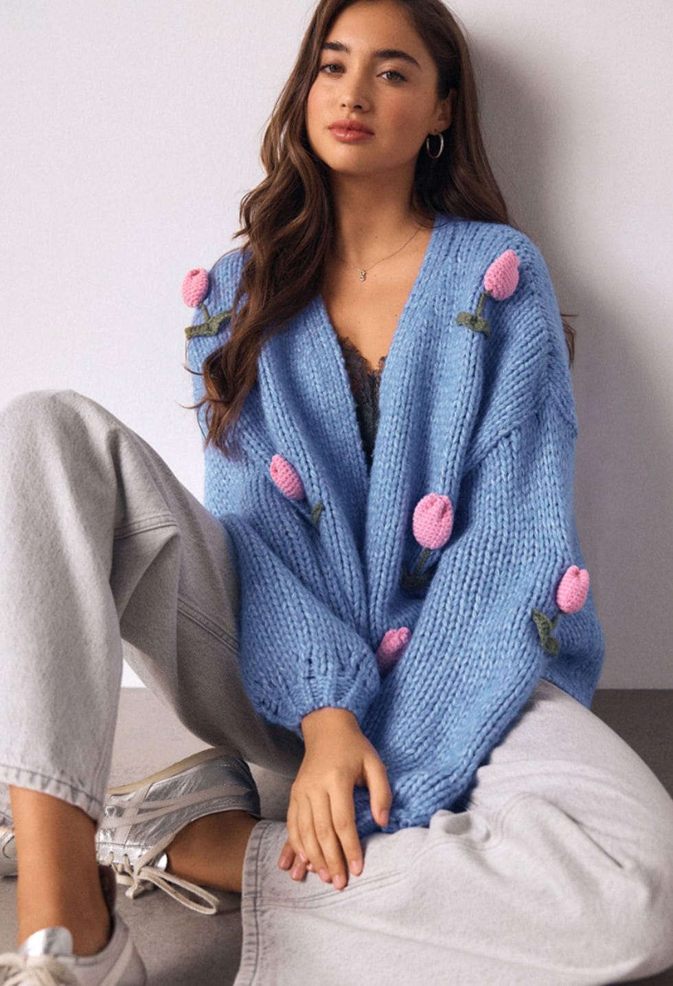 next 3d blue and pink cardigan next 3d blue and pink cardigan