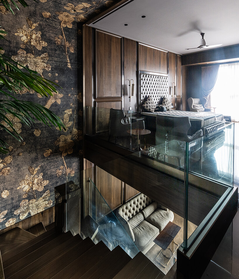 penthouse residence by metaphors blends neo-classical detail with brutalist geometry