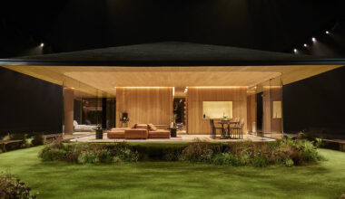 pharrell williams & NOT A HOTEL stage LV show around prefab home