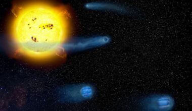Illustration of four baby planets in the V1298 Tau system in the process of becoming super-Earths and sub-Neptunes. Credit: Astrobiology Center, NINS