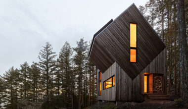 prefabricated retreat by daria sheina lands on canadian island