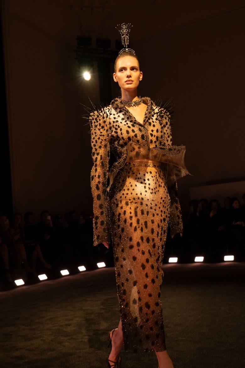 On the Schiaparelli runway, creative director Daniel Roseberry continued to push the envelope of animal-inspired fashion through hyperreal textiles and off-beat designs.