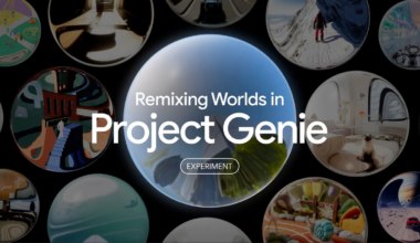 Google DeepMind Project Genie graphic reads Remixing Worlds in Project Genie