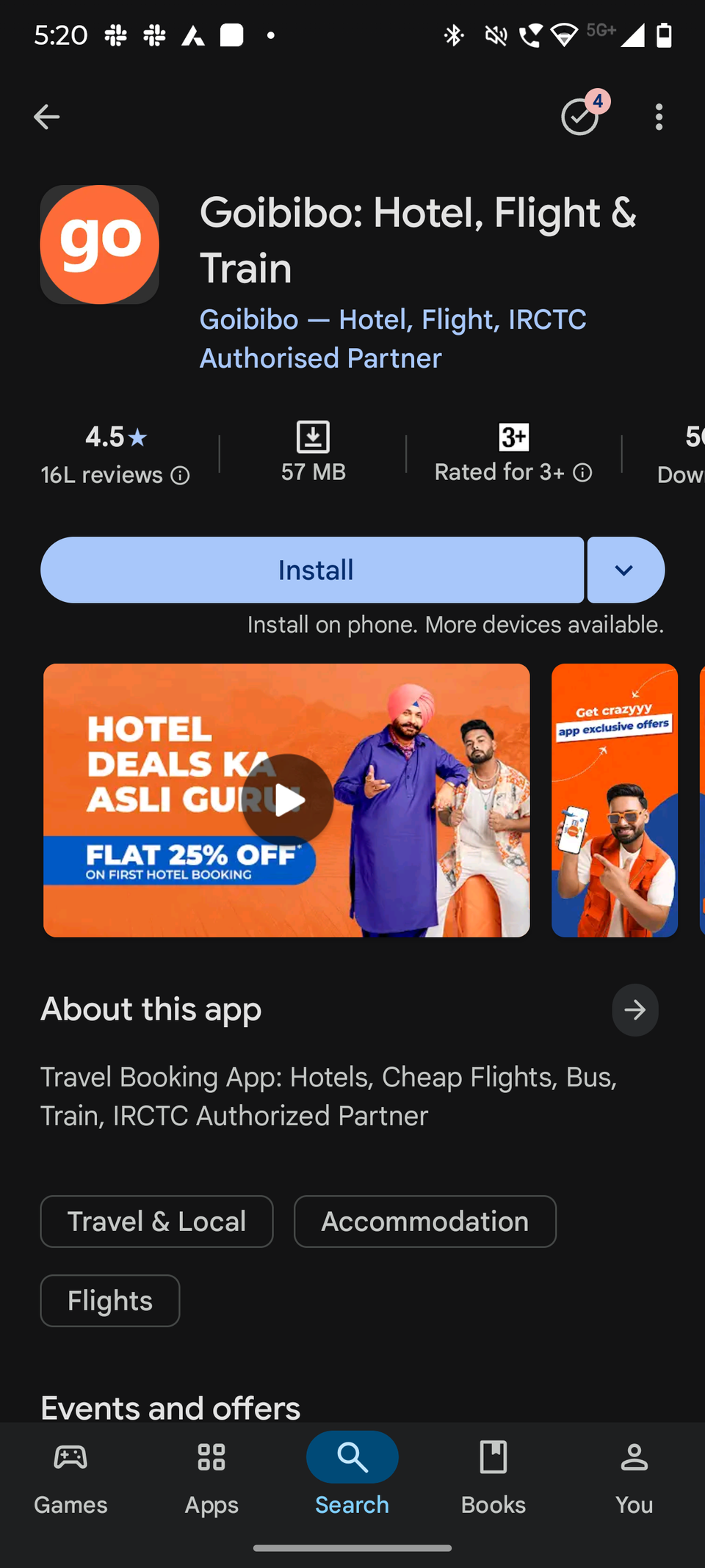 Screenshot showing Google Play Store
