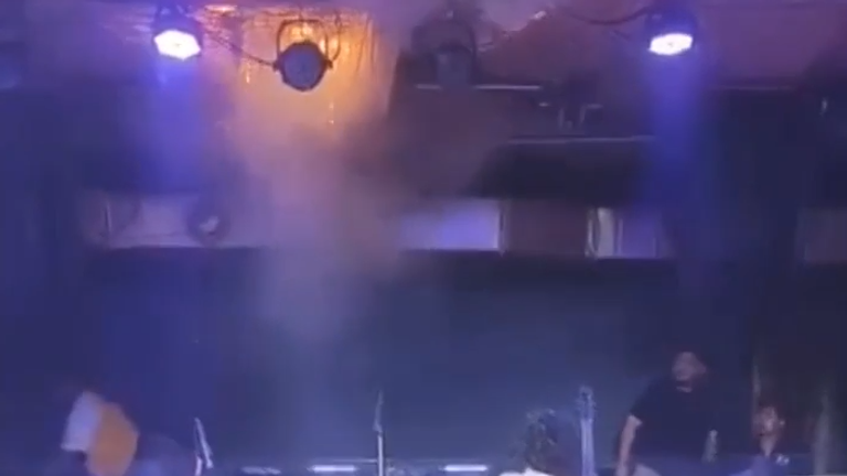 Moment fire breaks out in a Goa nightclub
