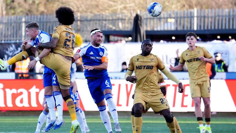 Paul Dawson (c) scored Macclesfield's opening goal. Pic: PA