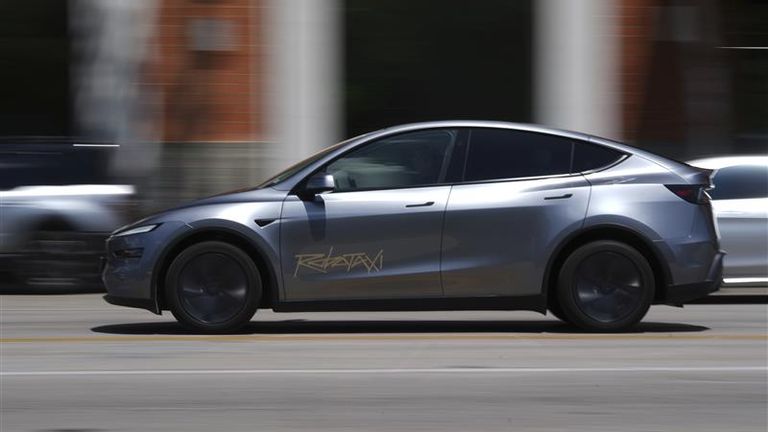 A driverless Tesla Robotaxi in Austin, Texas. Pic: AP