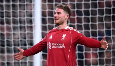Alexis Mac Allister of Liverpool celebrates scoring his team's fifth goal
