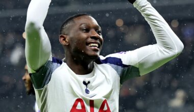 Randal Kolo Muani celebrates after giving Spurs a 1-0 lead