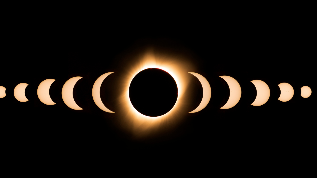 Total solar eclipse in phases