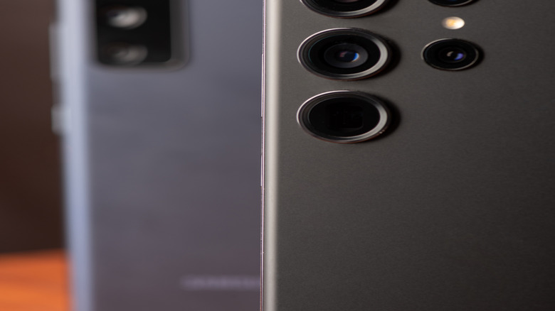 Close up of a Samsung phone camera system
