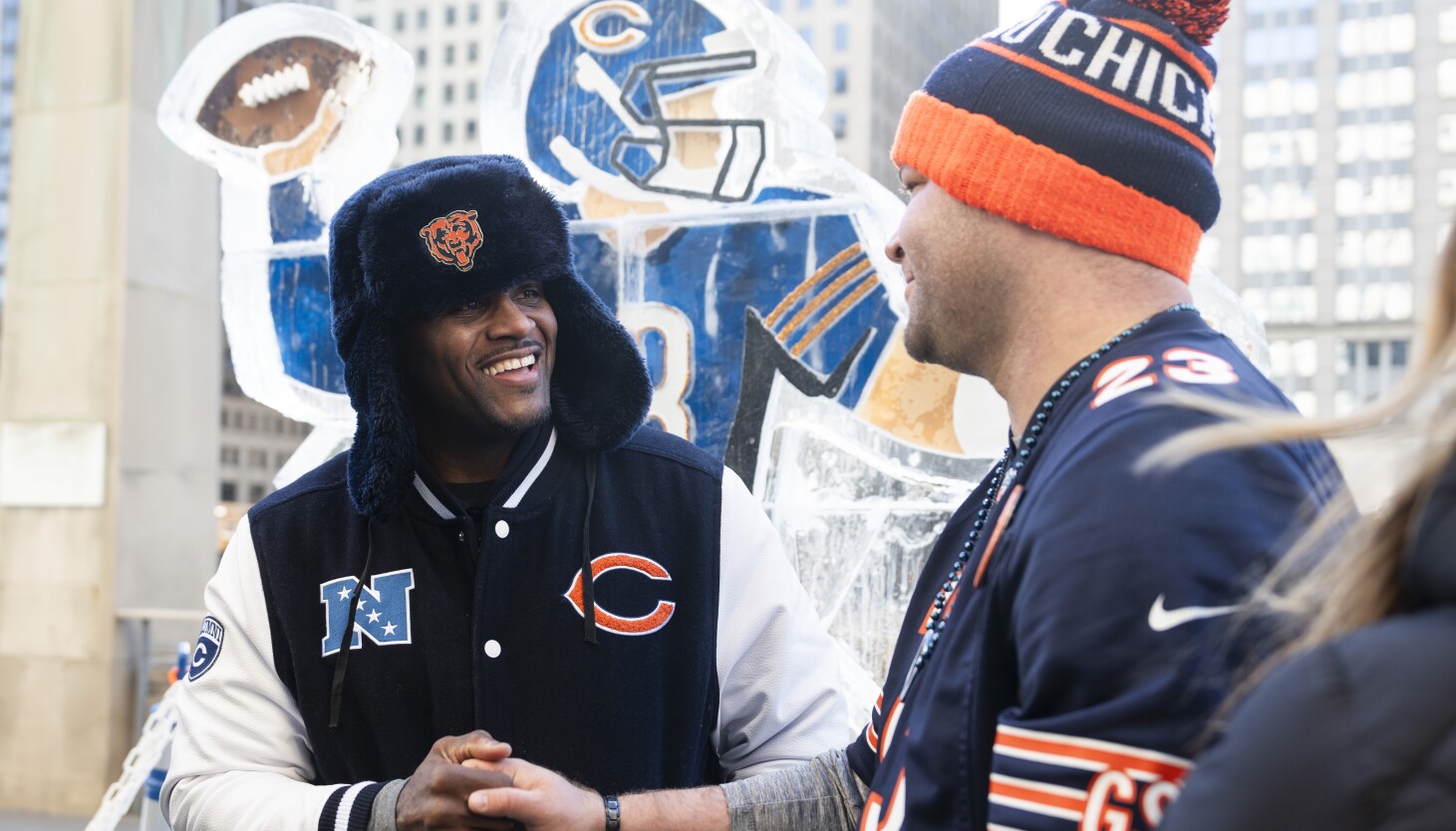 Bears QB Caleb Williams celebrated in 'Iceman' sculpture ahead of playoff game against the Rams