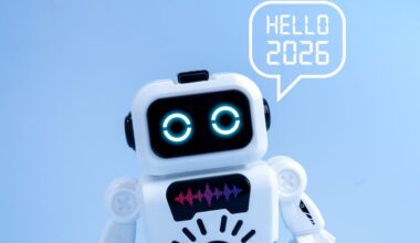 A robot says "Hello 2026".