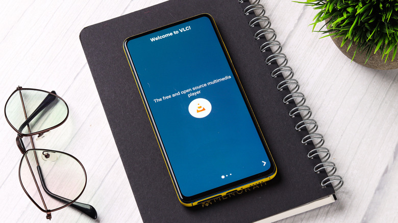 VLC media player logo on phone screen