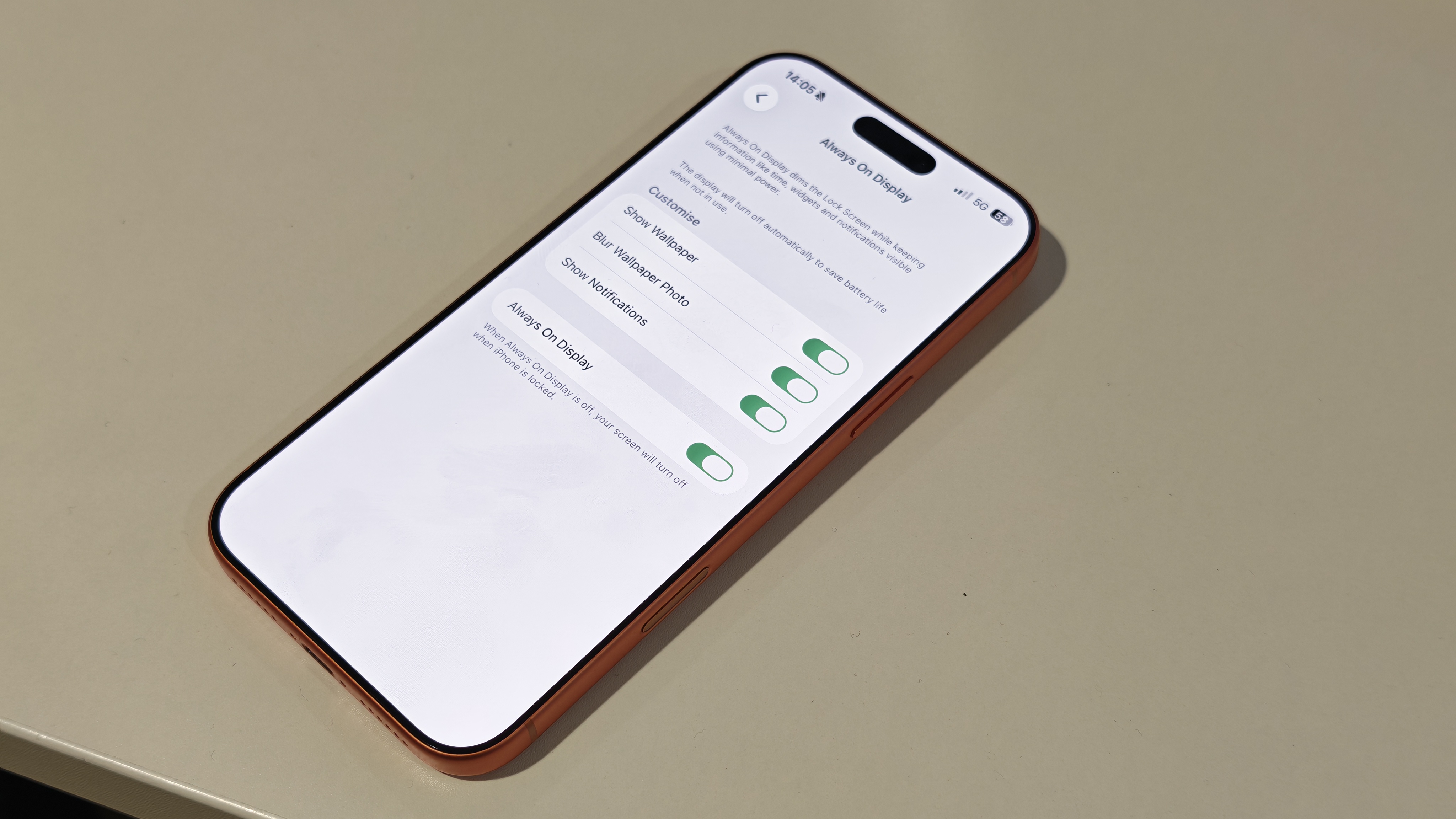 iPhone 17 Pro Max always on display options