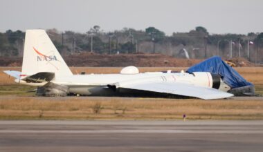 Video shows flames flying from NASA plane that touched down without landing gear
