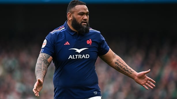 8 March 2025; Uini Atonio of France during the Guinness Six Nations Rugby Championship match between Ireland and France at the Aviva Stadium in Dublin. Photo by Seb Daly/Sportsfile