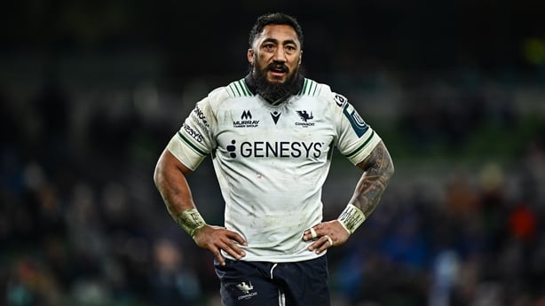 3 January 2026; Bundee Aki of Connacht during the United Rugby Championship match between Leinster and Connacht at the Aviva Stadium in Dublin. Photo by Seb Daly/Sportsfile