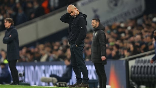LONDON, ENGLAND - FEBRUARY 1: Pep Guardiola manager / head coach of Manchester City reacts during the Premier League match between Tottenham Hotspur and Manchester City at Tottenham Hotspur Stadium on February 1, 2026 in London, United Kingdom. (Photo by Izzy Poles - AMA/Getty Images)