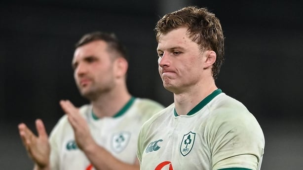 22 November 2025; Cian Prendergast of Ireland after the Quilter Nations Series 2025 match between Ireland and South Africa at the Aviva Stadium in Dublin. Photo by David Fitzgerald/Sportsfile