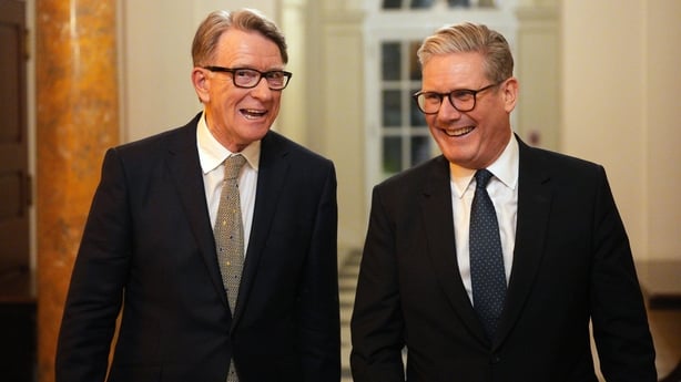Former UK government minister Peter Mandelson pictured with British Prime Minister Keir Starmer