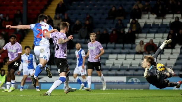 Eiran Cashin scores the only goal of the game at Ewood Park