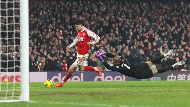 Kai Havertz scores the injury-time winner for Arsenal against Chelsea